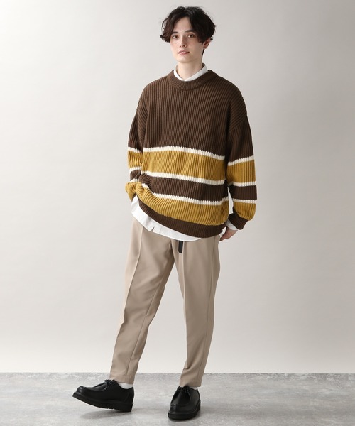 RAGEBLUE（レイジブルー）の「レトロボーダーニットクルー/236352（ニット/セーター・メンズ・ダークグリーン/ブラウン/ブルー/アイボリー/ダークグレー・MEDIUM/LARGE）」の14枚目の写真