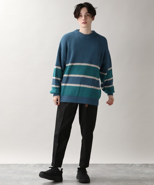 RAGEBLUE（レイジブルー）の「レトロボーダーニットクルー/236352（ニット/セーター・メンズ・ダークグリーン/ブラウン/ブルー/アイボリー/ダークグレー・MEDIUM/LARGE）」の12枚目の写真