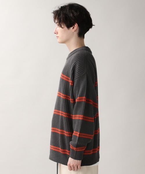 RAGEBLUE（レイジブルー）の「レトロボーダーニットクルー/236352（ニット/セーター・メンズ・ダークグリーン/ブラウン/ブルー/アイボリー/ダークグレー・MEDIUM/LARGE）」の7枚目の写真