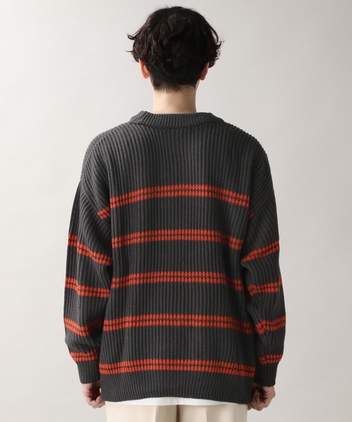 RAGEBLUE（レイジブルー）の「レトロボーダーニットクルー/236352（ニット/セーター・メンズ・ダークグリーン/ブラウン/ブルー/アイボリー/ダークグレー・MEDIUM/LARGE）」の22枚目の写真