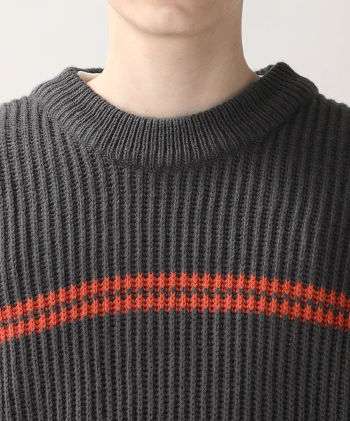 RAGEBLUE（レイジブルー）の「レトロボーダーニットクルー/236352（ニット/セーター・メンズ・ダークグリーン/ブラウン/ブルー/アイボリー/ダークグレー・MEDIUM/LARGE）」の15枚目の写真