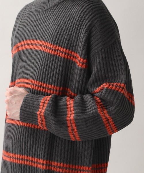 RAGEBLUE（レイジブルー）の「レトロボーダーニットクルー/236352（ニット/セーター・メンズ・ダークグリーン/ブラウン/ブルー/アイボリー/ダークグレー・MEDIUM/LARGE）」の20枚目の写真