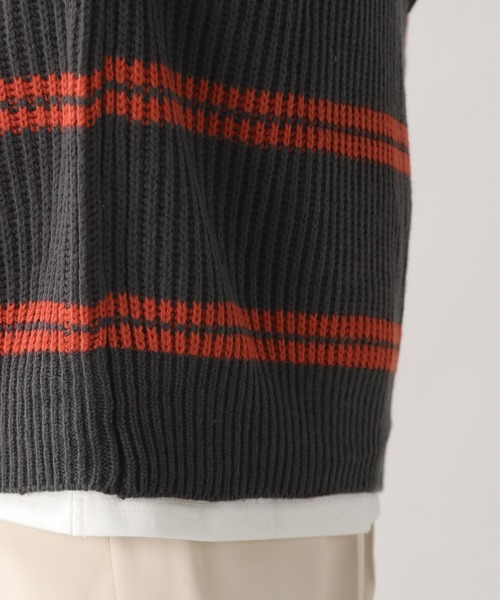 RAGEBLUE（レイジブルー）の「レトロボーダーニットクルー/236352（ニット/セーター・メンズ・ダークグリーン/ブラウン/ブルー/アイボリー/ダークグレー・MEDIUM/LARGE）」の18枚目の写真