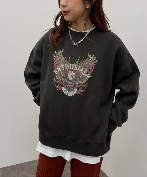 apres jour mignon(アプレジュールミニョン)の「アソートヴィンテージスウェット【ZOZOTOWN限定アイテム】(スウェット・レディース・ブラック系その他/ブラック/ダークグリーン/ブラック系その他2/その他/ダークブルー/クリーム/ボルドー/ライトベージュ/ナチュラル/チャコールグレー・X-LARGE/フリー)」の3枚目の写真