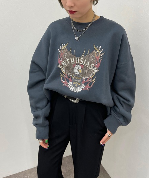 apres jour mignon(アプレジュールミニョン)の「アソートヴィンテージスウェット【ZOZOTOWN限定アイテム】(スウェット・レディース・ブラック系その他/ブラック/ダークグリーン/ブラック系その他2/その他/ダークブルー/クリーム/ボルドー/ライトベージュ/ナチュラル/チャコールグレー・X-LARGE/フリー)」の9枚目の写真