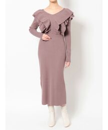 オフショル2WAYラッフルニットワンピース