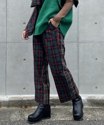 チェックまとってスラックスパンツ