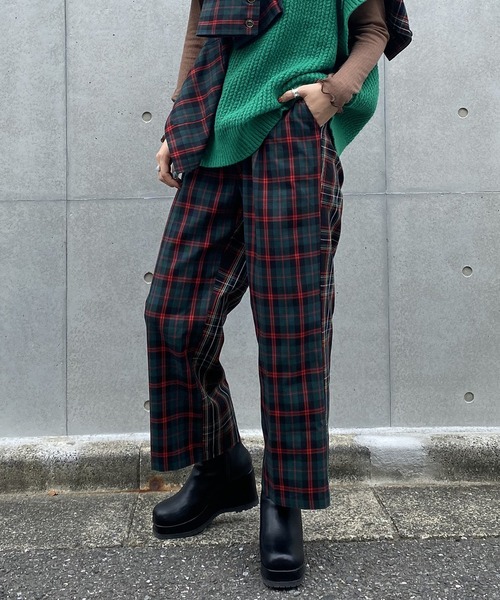 AS KNOW AS PINKY（アズノゥアズピンキー）の「チェックまとってスラックスパンツ（スラックス・レディース・ブラウン系/グリーン系/レッド系・FREE）」の15枚目の写真