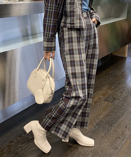 AS KNOW AS PINKY（アズノゥアズピンキー）の「チェックまとってスラックスパンツ（スラックス・レディース・ブラウン系/グリーン系/レッド系・FREE）」の12枚目の写真