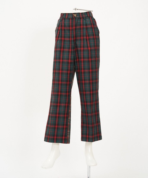 AS KNOW AS PINKY（アズノゥアズピンキー）の「チェックまとってスラックスパンツ（スラックス・レディース・ブラウン系/グリーン系/レッド系・FREE）」の6枚目の写真