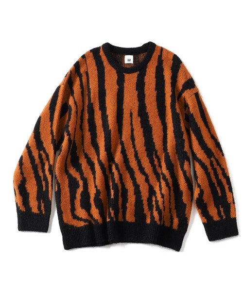 JOINT WORKS（ジョイントワークス）の「MOHAIR MIX ZEBRA ニットプルオーバー（ニット/セーター・メンズ・ブラック/ネイビー/オレンジ・MEDIUM/LARGE）」の3枚目の写真