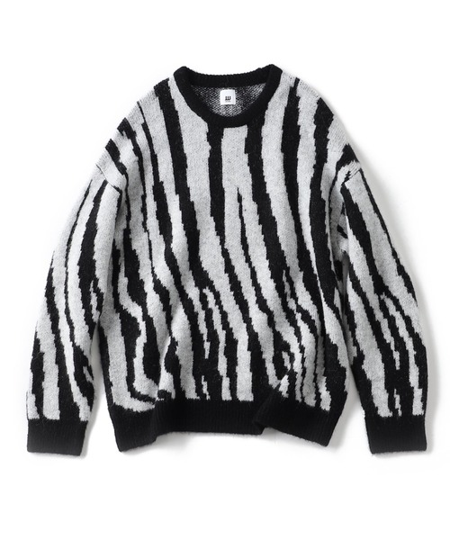 JOINT WORKS（ジョイントワークス）の「MOHAIR MIX ZEBRA ニットプルオーバー（ニット/セーター・メンズ・ブラック/ネイビー/オレンジ・MEDIUM/LARGE）」の2枚目の写真