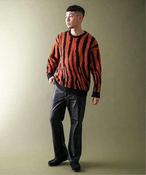 JOINT WORKS（ジョイントワークス）の「MOHAIR MIX ZEBRA ニットプルオーバー（ニット/セーター・メンズ・ブラック/ネイビー/オレンジ・MEDIUM/LARGE）」の4枚目の写真