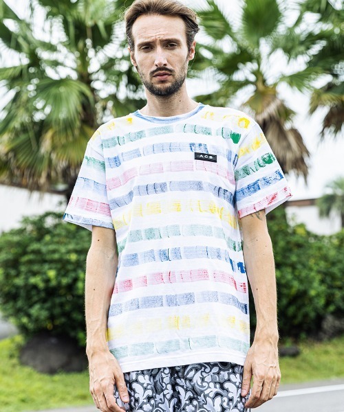 ACANTHUS（アカンサス）の「mt7511-Hand Border Tee Tシャツ（Tシャツ/カットソー・メンズ・ホワイト×ブルー/ホワイト×ネイビー/マルチ・S/M/L/XL）」の3枚目の写真