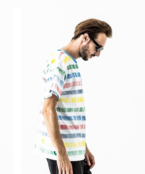 ACANTHUS（アカンサス）の「mt7511-Hand Border Tee Tシャツ（Tシャツ/カットソー・メンズ・ホワイト×ブルー/ホワイト×ネイビー/マルチ・S/M/L/XL）」の6枚目の写真