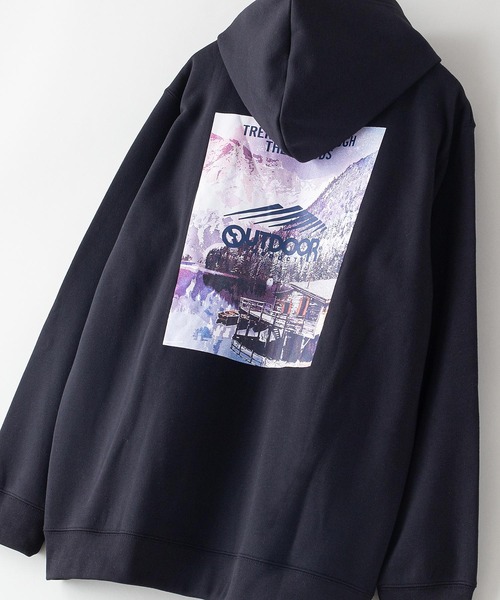 OUTDOOR PRODUCTS APPAREL(アウトドアプロダクツアパレル)の「バックプリント 裏フリースボンディング ルーズシルエット プルパーカー(パーカー・メンズ・オフホワイト/ライトブラウン/オリーブ/アイボリー/杢グレー/ブラック・MEDIUM/X-LARGE/LARGE)」の3枚目の写真