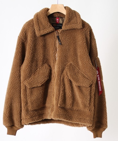 Alpha Industries（アルファインダストリーズ）の「[ALPHA/アルファ] ビッグシルエット ミリタリーボアフリースジャケット（ミリタリージャケット・レディース・オフホワイト/ブラウン・M）」の12枚目の写真