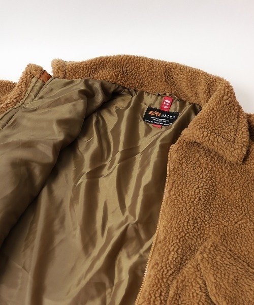 Alpha Industries（アルファインダストリーズ）の「[ALPHA/アルファ] ビッグシルエット ミリタリーボアフリースジャケット（ミリタリージャケット・レディース・オフホワイト/ブラウン・M）」の9枚目の写真