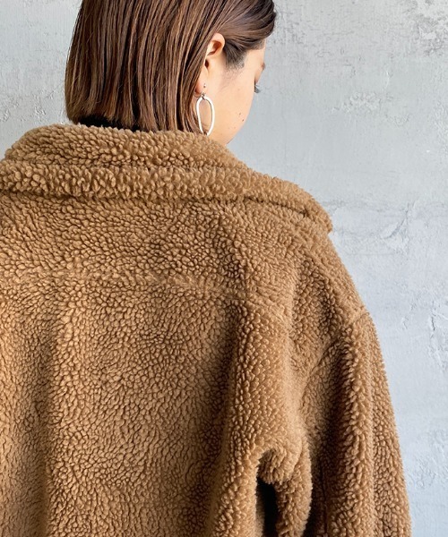Alpha Industries（アルファインダストリーズ）の「[ALPHA/アルファ] ビッグシルエット ミリタリーボアフリースジャケット（ミリタリージャケット・レディース・オフホワイト/ブラウン・M）」の19枚目の写真