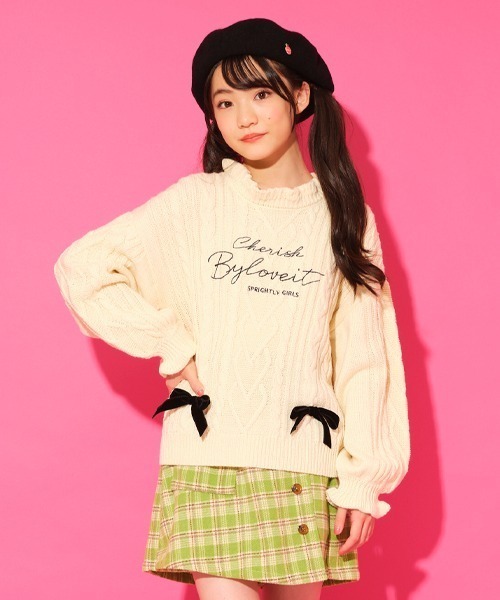 by LOVEiT(バイラビット)の「ケーブルニット(ニット/セーター・キッズ・アイボリー/ベージュ/ミント/ブラック・130cm/140cm/150cm/160cm/120cm)」の2枚目の写真