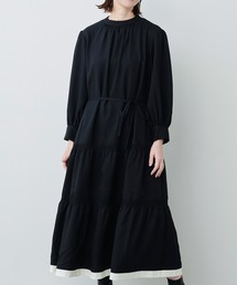 ＩＥＤＩＴ　配色デザインのティアードロングワンピース