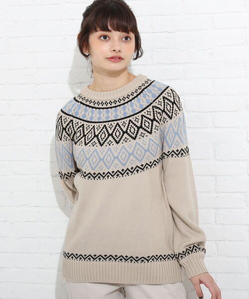 Cutie Blonde（キューティーブロンド）の「◆トレンドな求心柄ニット（ニット/セーター・レディース・ブラック/サンドベージュ/ブラウン系・01/02/03）」の3枚目の写真