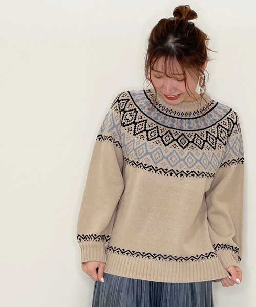 Cutie Blonde（キューティーブロンド）の「◆トレンドな求心柄ニット（ニット/セーター・レディース・ブラック/サンドベージュ/ブラウン系・01/02/03）」の13枚目の写真