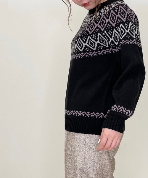 Cutie Blonde（キューティーブロンド）の「◆トレンドな求心柄ニット（ニット/セーター・レディース・ブラック/サンドベージュ/ブラウン系・01/02/03）」の19枚目の写真