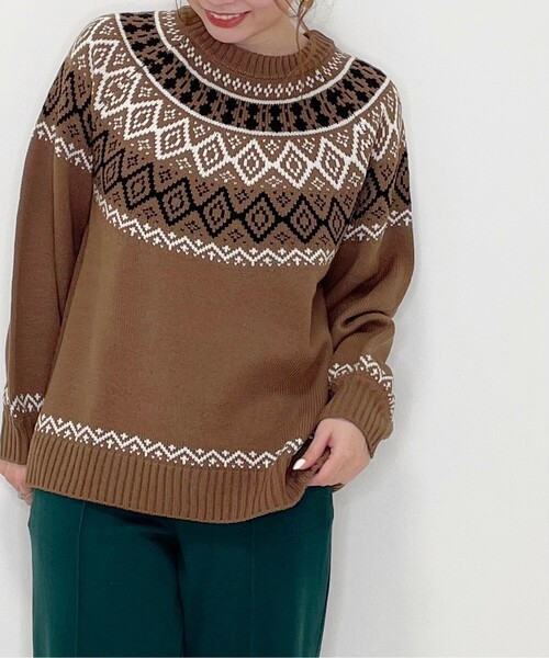 Cutie Blonde（キューティーブロンド）の「◆トレンドな求心柄ニット（ニット/セーター・レディース・ブラック/サンドベージュ/ブラウン系・01/02/03）」の14枚目の写真