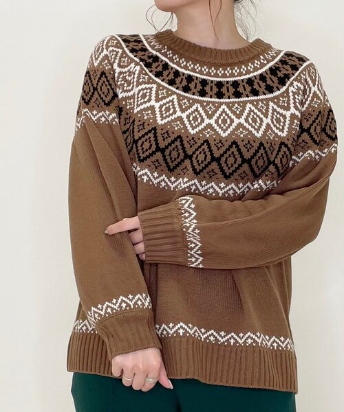 Cutie Blonde（キューティーブロンド）の「◆トレンドな求心柄ニット（ニット/セーター・レディース・ブラック/サンドベージュ/ブラウン系・01/02/03）」の20枚目の写真