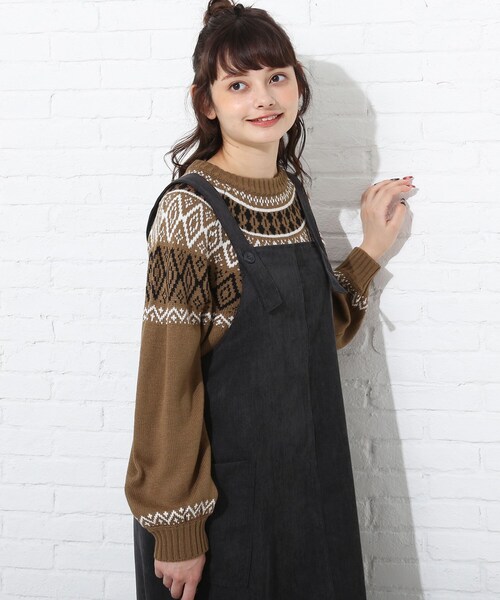 Cutie Blonde（キューティーブロンド）の「◆トレンドな求心柄ニット（ニット/セーター・レディース・ブラック/サンドベージュ/ブラウン系・01/02/03）」の10枚目の写真