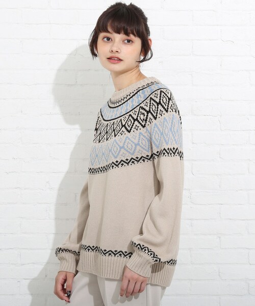 Cutie Blonde（キューティーブロンド）の「◆トレンドな求心柄ニット（ニット/セーター・レディース・ブラック/サンドベージュ/ブラウン系・01/02/03）」の6枚目の写真