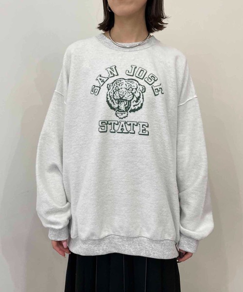 CAPRICIEUX LE'MAGE(カプリシューレマージュ)の「裏使いプリントスエット(スウェット・レディース・ライトグレー/イエロー・M)」の3枚目の写真