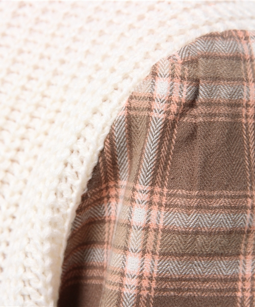 natural couture（ナチュラルクチュール）の「【natural couture NICE CLAUP】チェック袖ニット（ニット/セーター・レディース・ネイビー/アイボリー/グレー・FREE）」の11枚目の写真