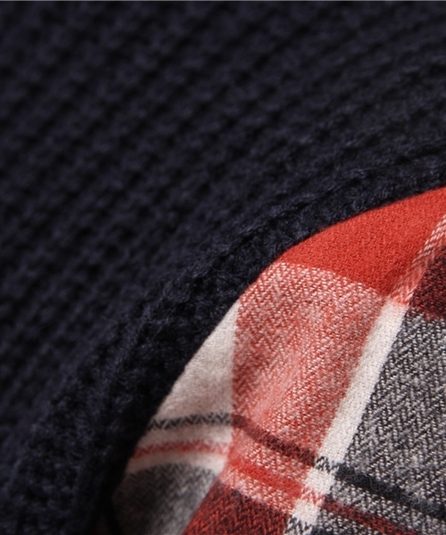 natural couture（ナチュラルクチュール）の「【natural couture NICE CLAUP】チェック袖ニット（ニット/セーター・レディース・ネイビー/アイボリー/グレー・FREE）」の4枚目の写真