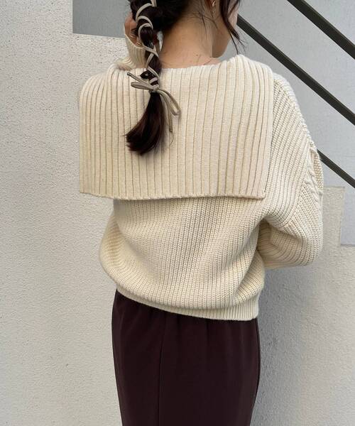 MAJESTIC LEGON（マジェスティックレゴン）の「セーラーカラーケーブルニット（ニット/セーター・レディース・ブラック/ブラウン/アイボリー・MEDIUM）」の13枚目の写真