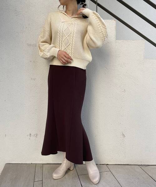 MAJESTIC LEGON（マジェスティックレゴン）の「セーラーカラーケーブルニット（ニット/セーター・レディース・ブラック/ブラウン/アイボリー・MEDIUM）」の14枚目の写真