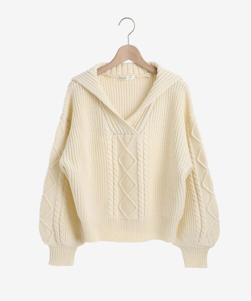 MAJESTIC LEGON（マジェスティックレゴン）の「セーラーカラーケーブルニット（ニット/セーター・レディース・ブラック/ブラウン/アイボリー・MEDIUM）」の17枚目の写真