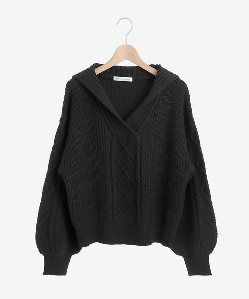 MAJESTIC LEGON（マジェスティックレゴン）の「セーラーカラーケーブルニット（ニット/セーター・レディース・ブラック/ブラウン/アイボリー・MEDIUM）」の19枚目の写真