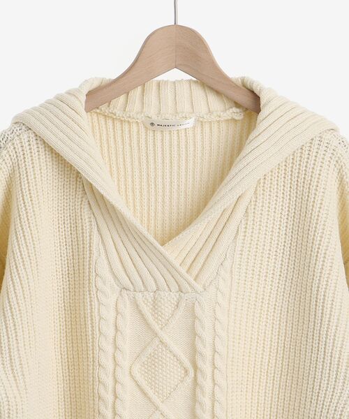 MAJESTIC LEGON（マジェスティックレゴン）の「セーラーカラーケーブルニット（ニット/セーター・レディース・ブラック/ブラウン/アイボリー・MEDIUM）」の21枚目の写真