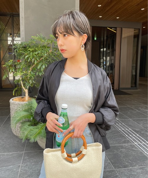 StyleSea(スタイルシー)の「オーガンジーボリュームスリーブブルゾン(ブルゾン・レディース・アイボリー/ブラック・MEDIUM)」の2枚目の写真