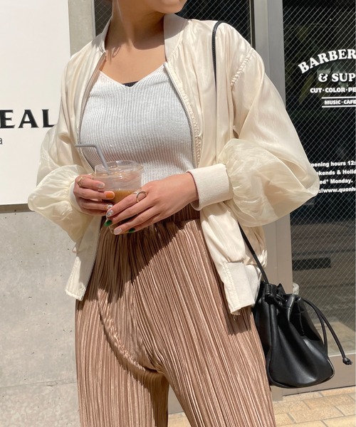 StyleSea(スタイルシー)の「オーガンジーボリュームスリーブブルゾン(ブルゾン・レディース・アイボリー/ブラック・MEDIUM)」の19枚目の写真