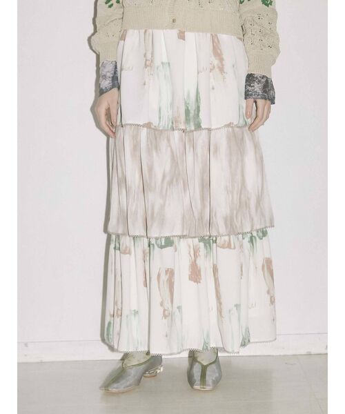 merry jenny（メリージェニー）の「paintティアードスカート（スカート・レディース・ブラウン/ライトグリーン・FREE）」の8枚目の写真