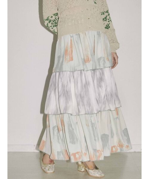 merry jenny（メリージェニー）の「paintティアードスカート（スカート・レディース・ブラウン/ライトグリーン・FREE）」の17枚目の写真