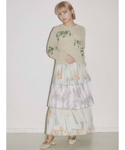 merry jenny（メリージェニー）の「paintティアードスカート（スカート・レディース・ブラウン/ライトグリーン・FREE）」の13枚目の写真