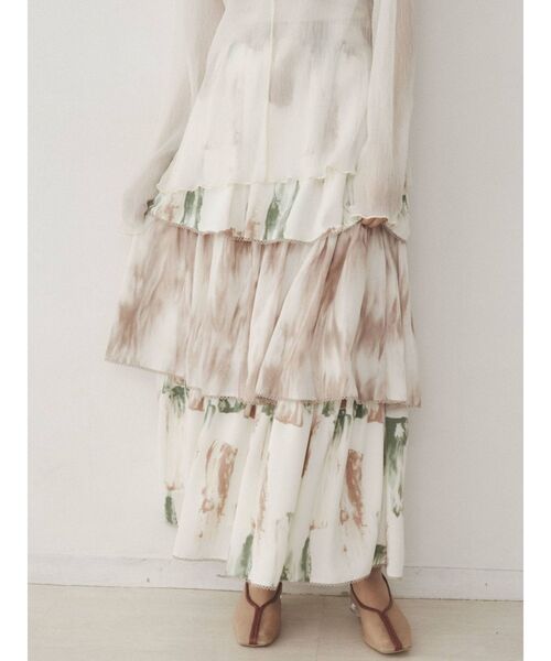merry jenny（メリージェニー）の「paintティアードスカート（スカート・レディース・ブラウン/ライトグリーン・FREE）」の18枚目の写真
