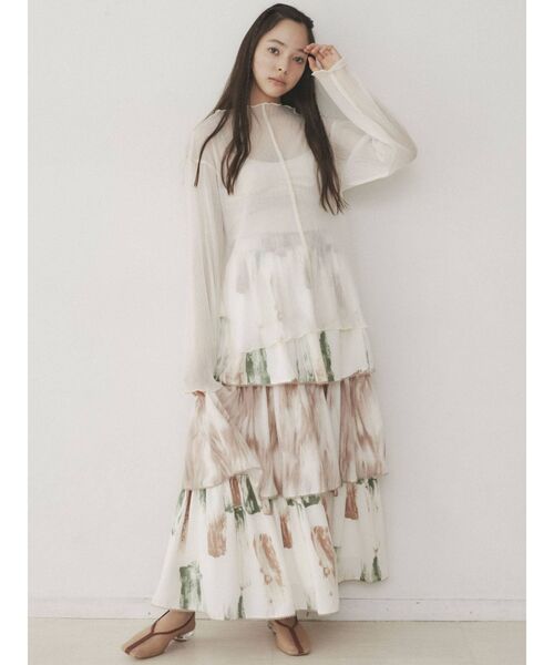 merry jenny（メリージェニー）の「paintティアードスカート（スカート・レディース・ブラウン/ライトグリーン・FREE）」の14枚目の写真