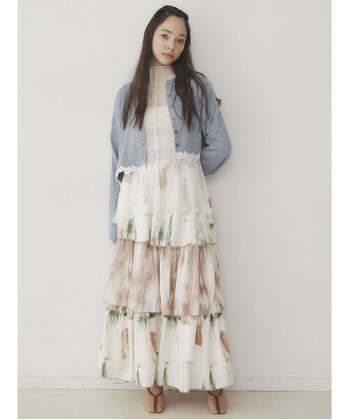 merry jenny（メリージェニー）の「paintティアードスカート（スカート・レディース・ブラウン/ライトグリーン・FREE）」の10枚目の写真