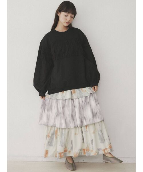 merry jenny（メリージェニー）の「paintティアードスカート（スカート・レディース・ブラウン/ライトグリーン・FREE）」の19枚目の写真