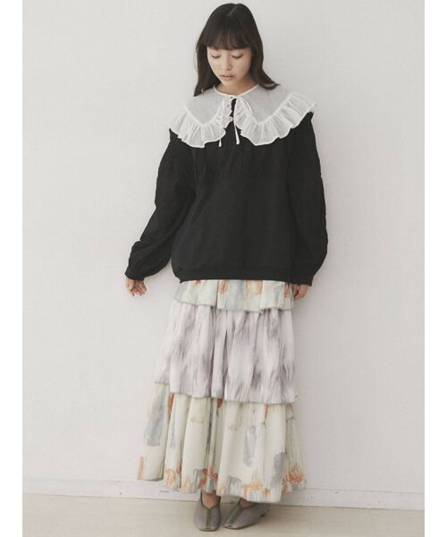 merry jenny（メリージェニー）の「paintティアードスカート（スカート・レディース・ブラウン/ライトグリーン・FREE）」の6枚目の写真